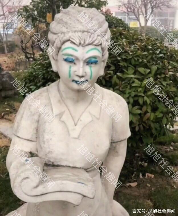 山东：儿子给学校雕像化妆，父亲被叫来卸妆，网友：熊孩子费爹妈