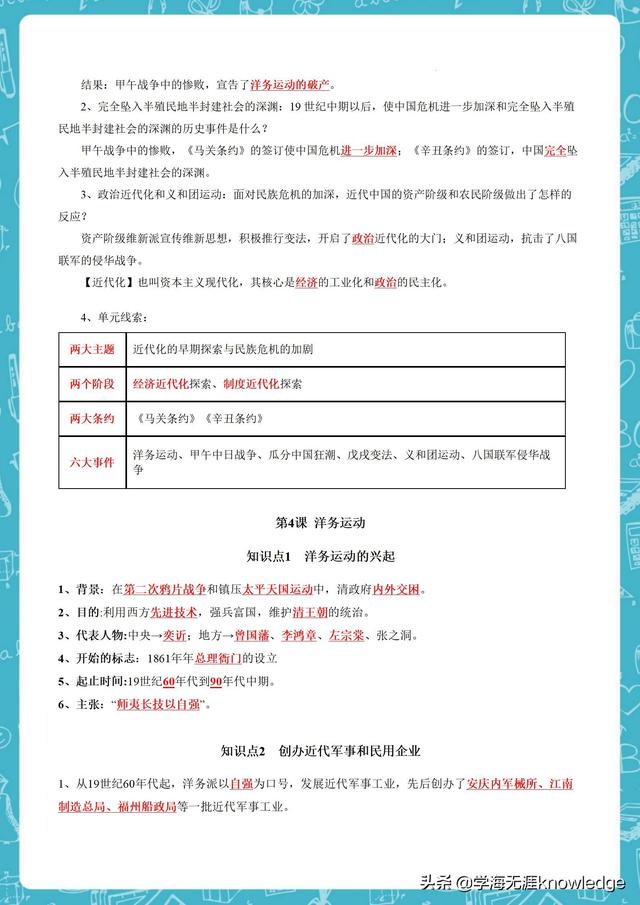 10年班主任提炼初二上册历史“抓分”高频考点笔记，班上36个95+