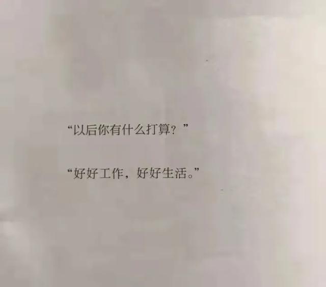 “以后有什么打算？”“好好工作，好好生活。”