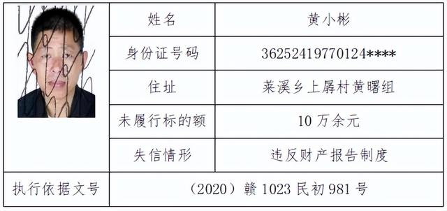 南丰法院丨曝光失信被执行人员公告（二）