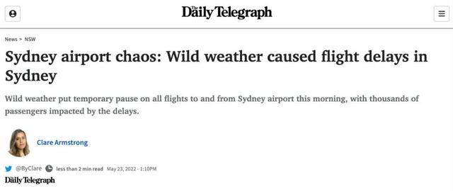 今天，悉尼机场陷入混乱！雷暴来袭，航班停飞，上千人受影响