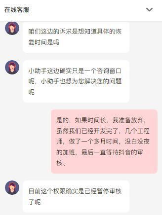 抖音开放平台接口申请突然停止审核