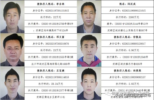 曝光! 武都区法院公布2022年第一批失信被执行人名单（172人）