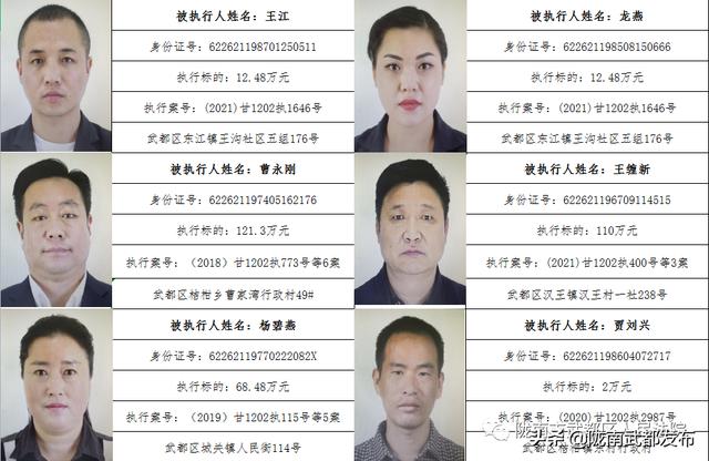 曝光! 武都区法院公布2022年第一批失信被执行人名单（172人）