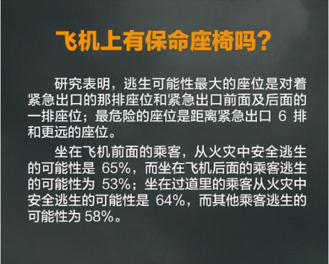 飞机上有保命座位吗？如果遭遇飞机失事，可以生还的几率有多大？