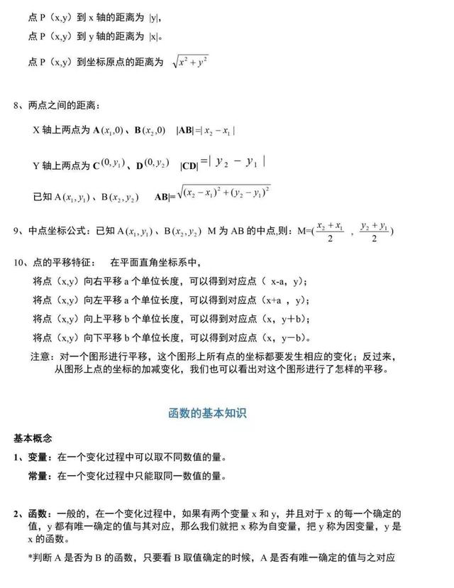 初中数学函数专题复习 一次函数 反比函数 二次函数 印刷版 函数公式网