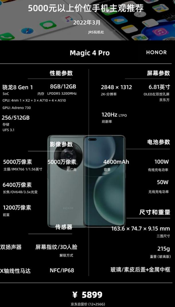 22年3月 | 3500元以上价位 手机 主观推荐