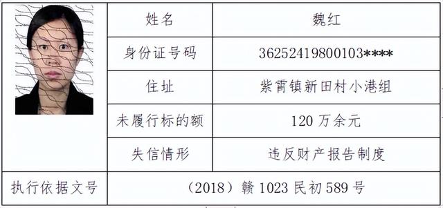 南丰法院丨曝光失信被执行人员公告（二）