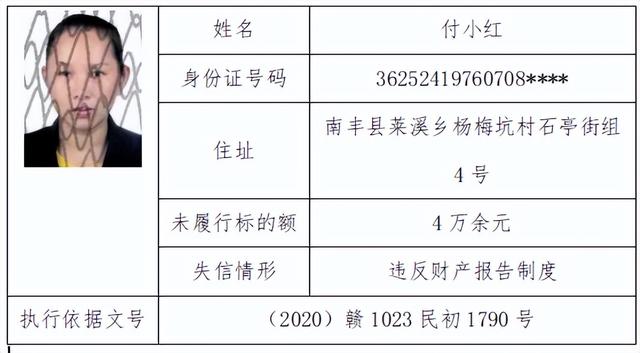 南丰法院丨曝光失信被执行人员公告（二）