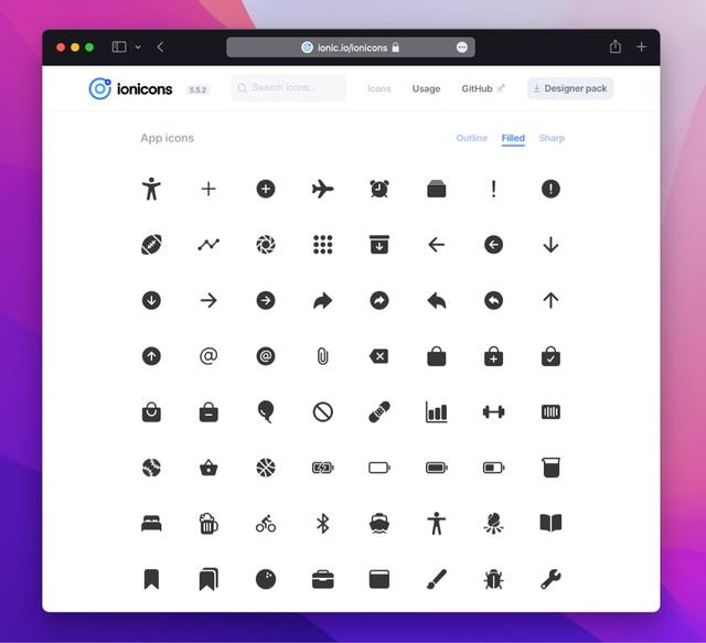 Ionicons - Ionic 出品的免费开源图标库，适用于 web / APP / 桌面应用