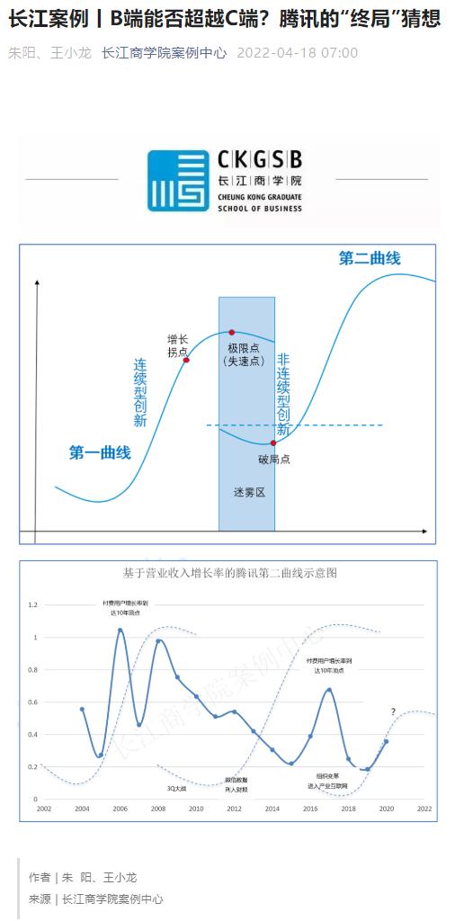 长江商学院案例库收录“腾讯产业互联网”，C2B被认为是关键优势