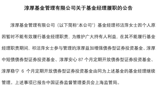 淳厚基金固收總監「不能有效履職」，什麼情況？ - 天天要聞