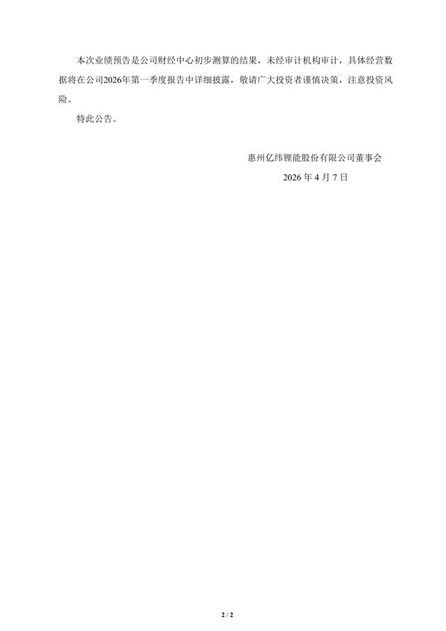 億緯鋰能：擬擴產230GWh，Q1歸母凈利潤預增25%-35% - 