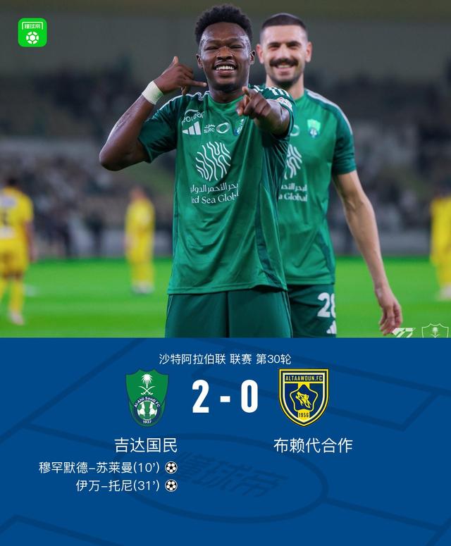 吉達國民2-0布賴代合作，蘇萊曼破門，伊萬-托尼錦上添花 - 天天要聞