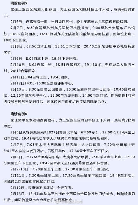 苏州7例确诊病例活动轨迹