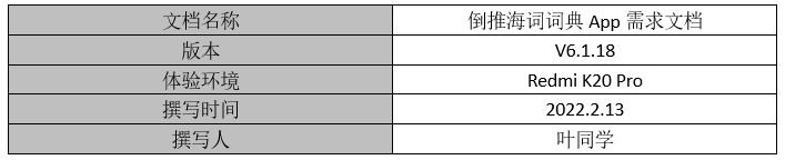 PRD：倒推海词词典APP产品需求文档