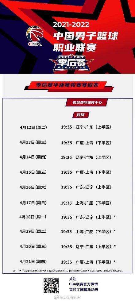 CBA半决赛赛程出炉
