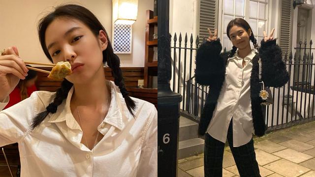 Jennie情人节绑巨萌双马尾吃饺子　转眼戴Gentle Monster变潮