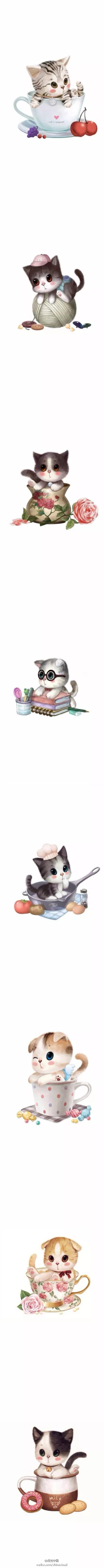 手绘猫图，手绘猫图片头像（手账素材丨可爱的小猫咪怎么画）