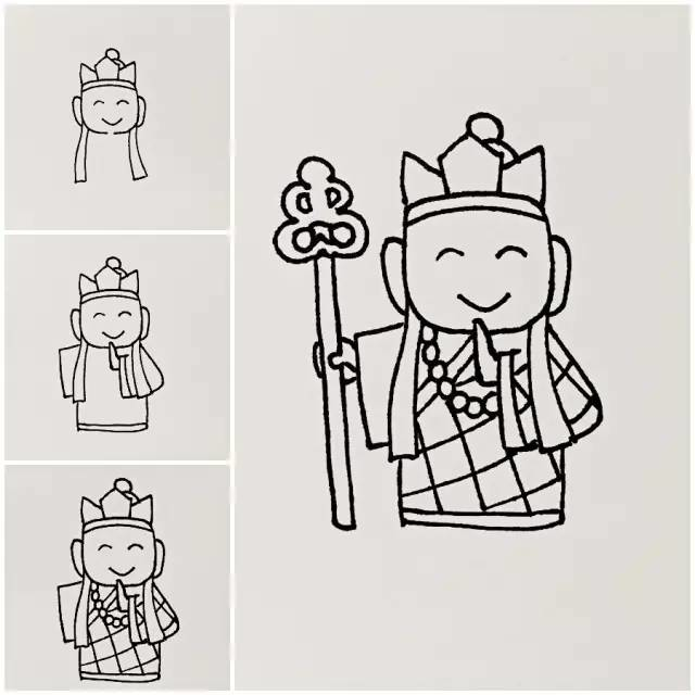 唐僧简笔画带颜色，幼儿简笔画（孩子们动手画一画）