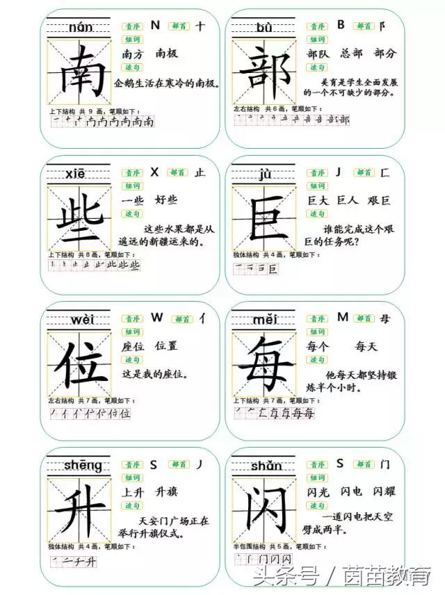 型的组词(醒的组词,部编2017二年级《黄山奇石》生字卡片