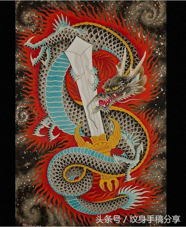 明王花臂纹身，不动明王纹身手稿分享