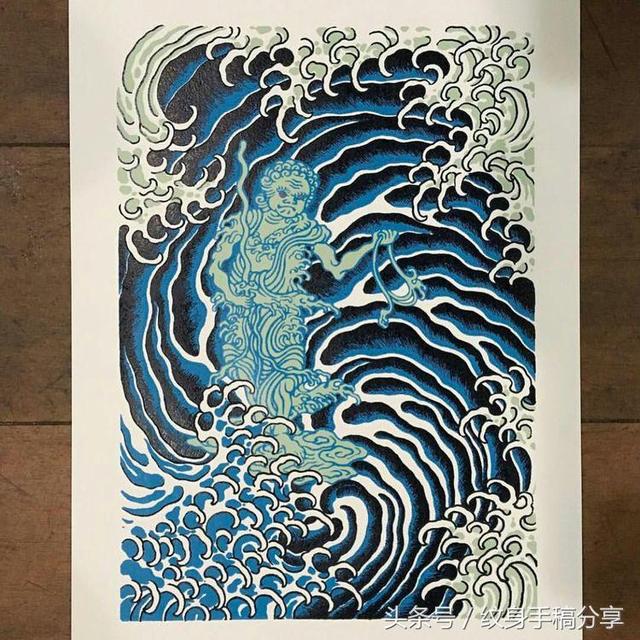 明王花臂纹身，不动明王纹身手稿分享