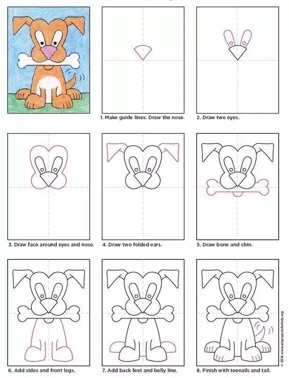 简笔画狗的画法，九种小狗的简笔画法详细教程（画狗最简单的画法）