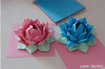 荷花折纸步骤图解，纸荷花的折法（出淤泥而不染-瓶子手作）