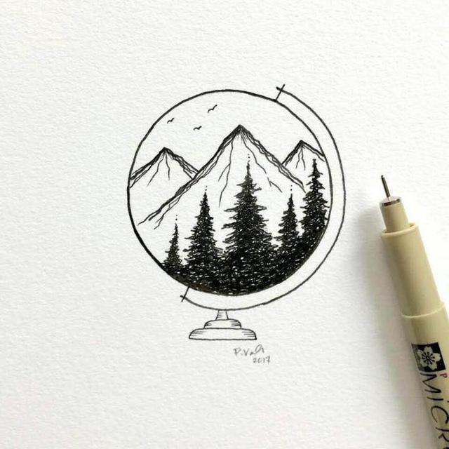 风景简笔画，风景简笔画带颜色（分享一组简约风风景简笔画）
