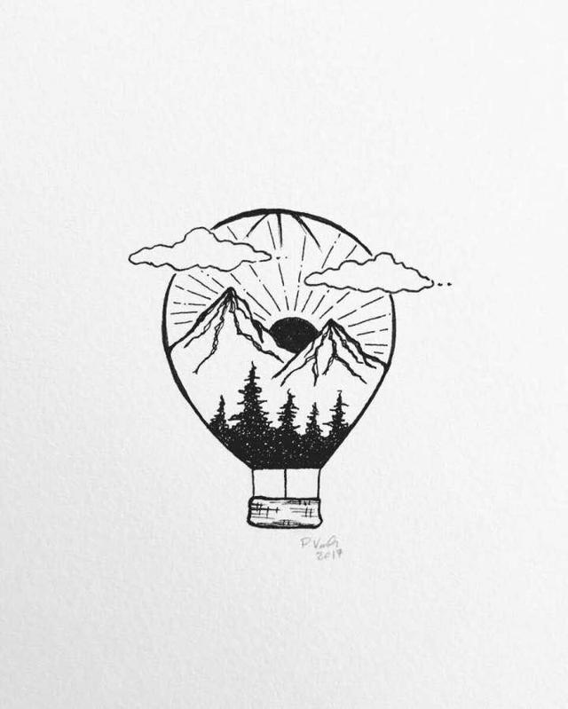 风景简笔画，风景简笔画带颜色（分享一组简约风风景简笔画）