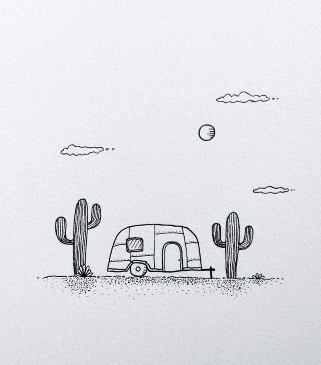 风景简笔画，风景简笔画带颜色（分享一组简约风风景简笔画）