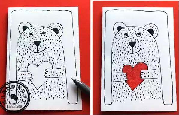 小熊简笔画怎么画，小熊简笔画怎么画超萌（爱心小熊一步一步画）