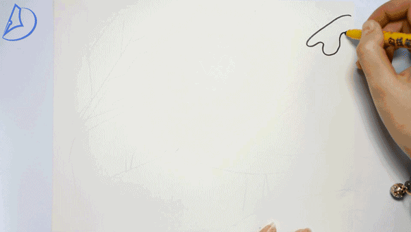 松树图片简笔画，松树的简笔画法（蜡笔画：自然风光，冬日松柏）