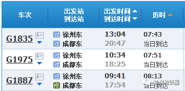 徐州到成都高铁途经哪里，时间、票价……统统在这里