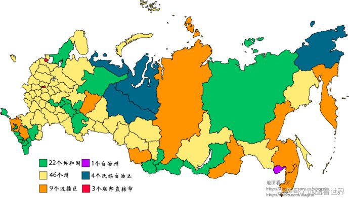 俄罗斯地图(俄罗斯行政区划：联邦管区、联邦主体、州、共和国、边疆区)