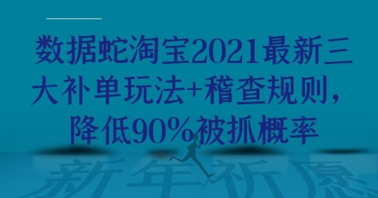 数据蛇淘宝开店2021最新三大补单玩法+稽查规则，降低90%被抓概率【视频教程】 配图