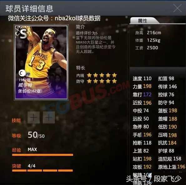 nba2k20为什么没有拜纳姆(关于2kol，关于记忆中的湖人队之张伯伦的个人评测)