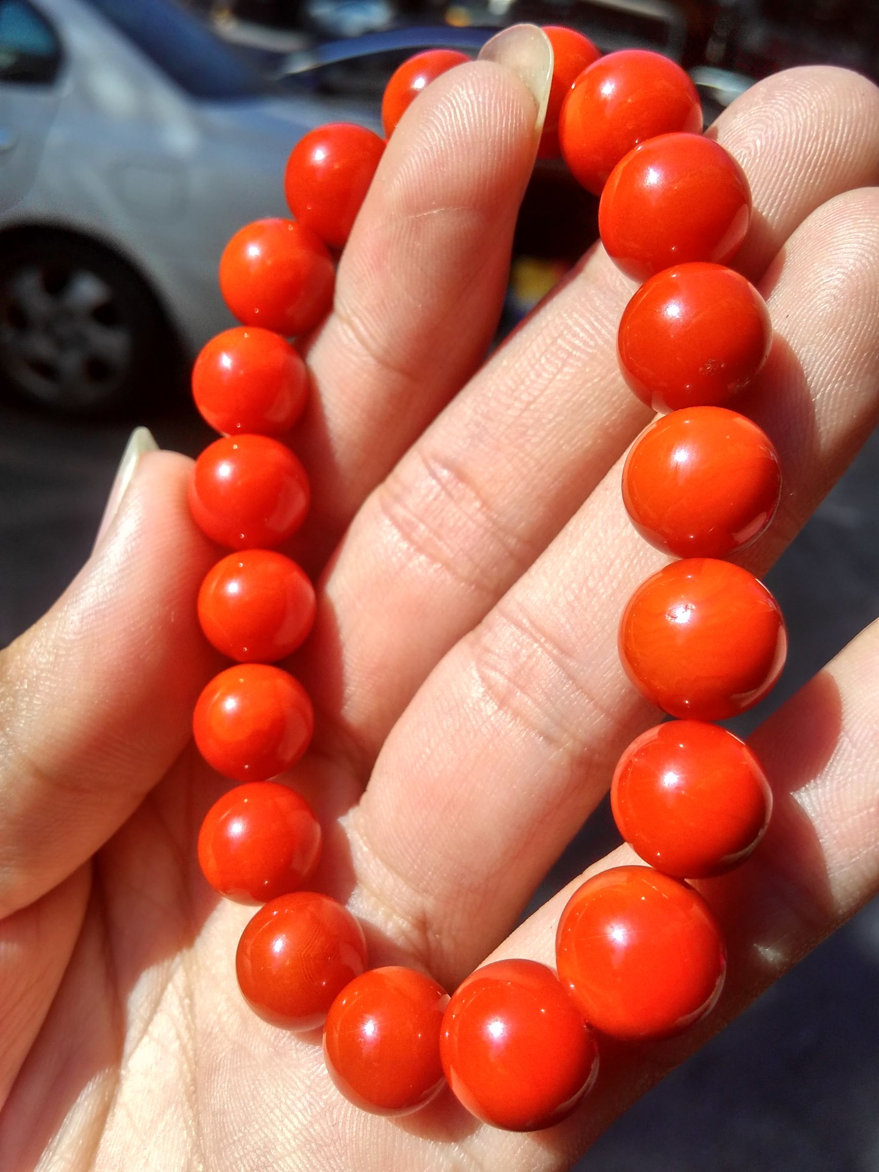 难得!南红玛瑙极品柿子红手串欣赏!(和田玉108手串怎么配) 第3张