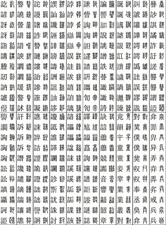 楷篆对应检索表（11219个字）