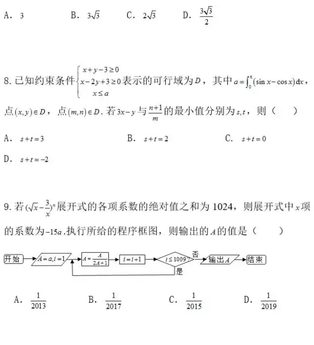 免费优质资料：2017年全国高考大联考数学试卷及答案