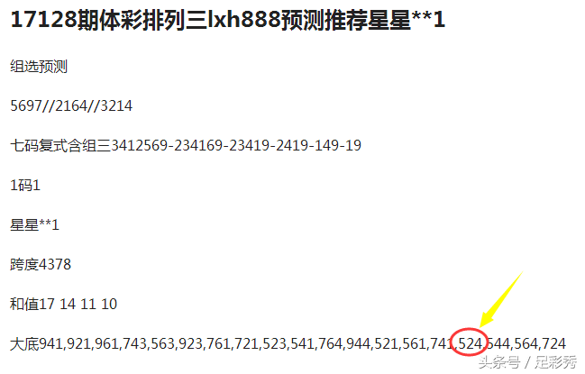 排列三老司机129期推荐，上期命中开奖号452，这期继续中