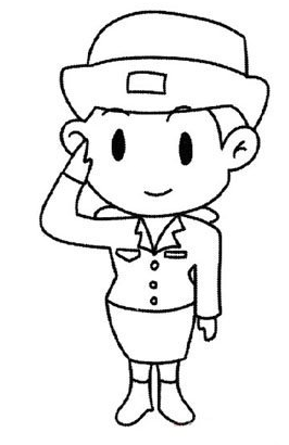敬礼的警察帅气简笔画画法