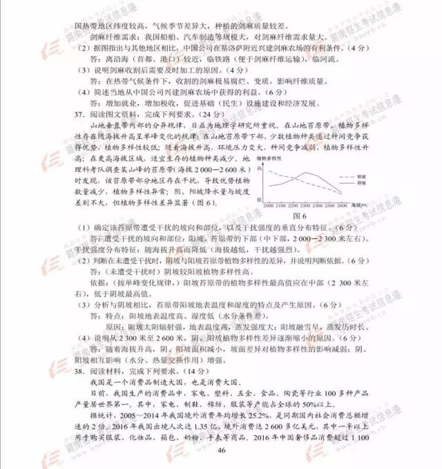 2017高考湖北卷答案出炉！