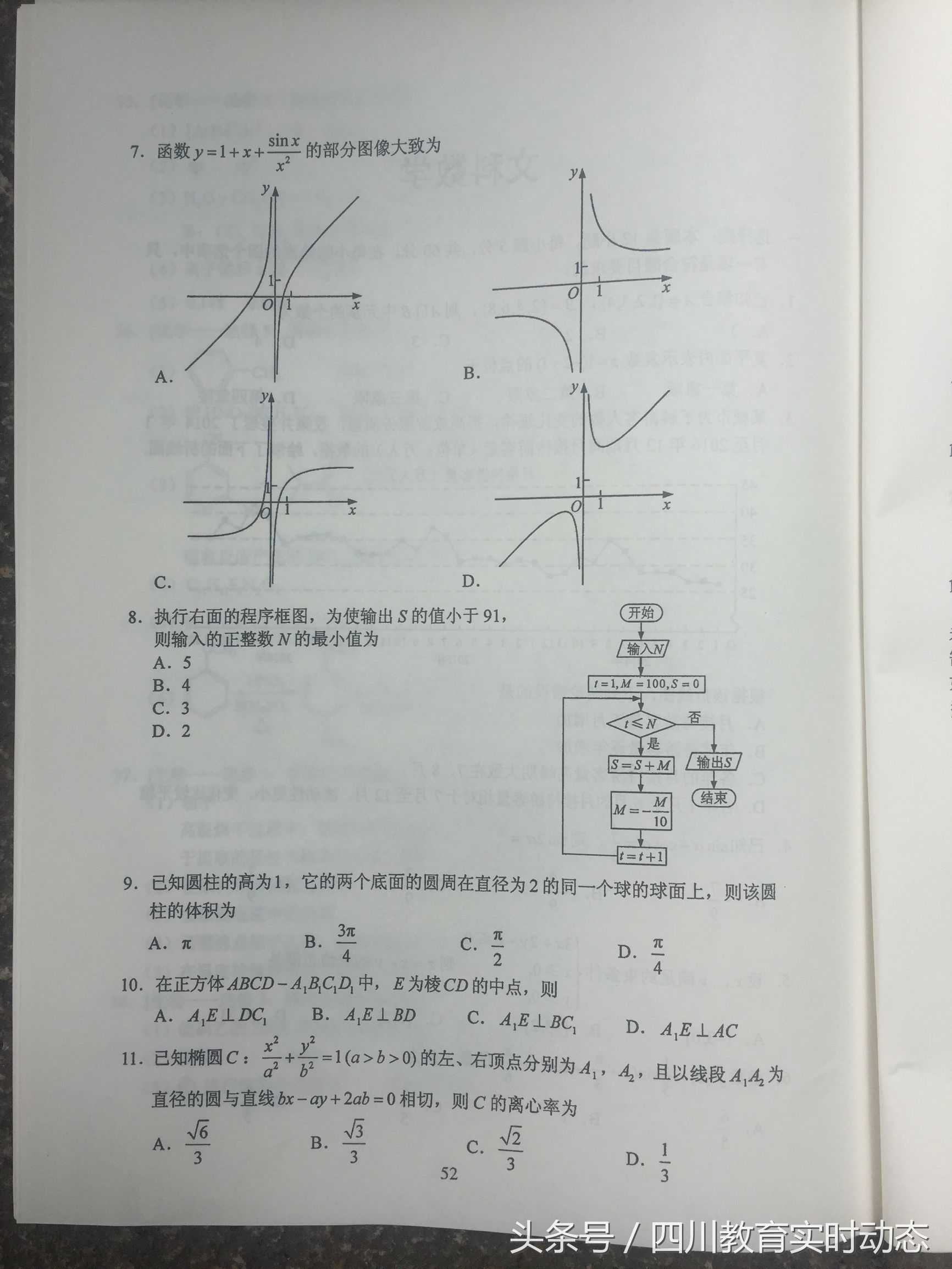 重磅！四川省2017年官方版高考答案首发（数学）