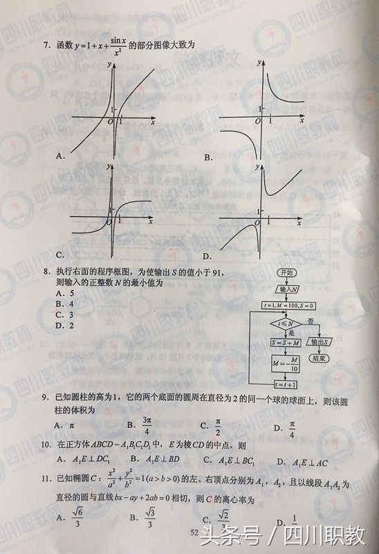 2017年四川省高考真题及答案汇总（全）