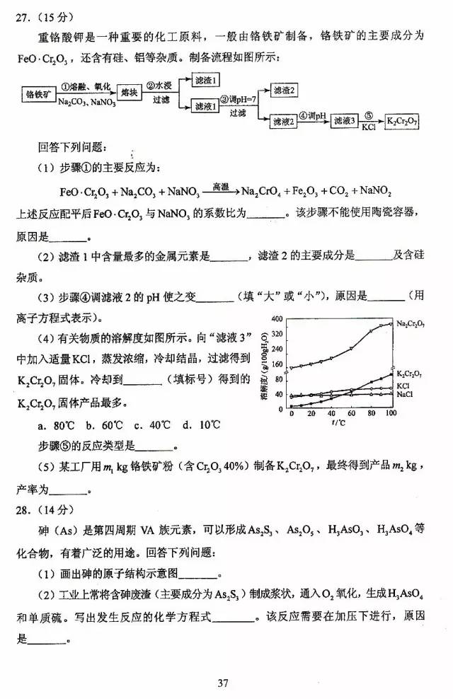 高考答案，2017年四川高考理综真题及答案