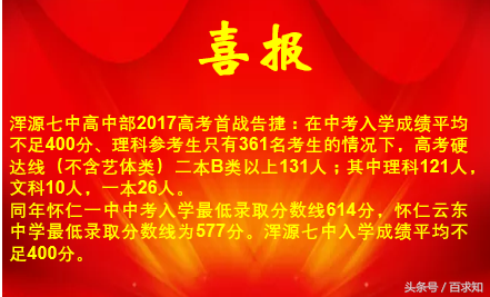 2017浑源七中高考首战告捷