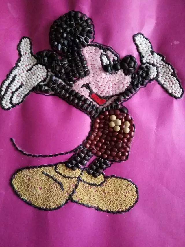 幼儿园亲子手工之粘贴画:豆子谷物橡皮泥,让粘贴艺术更加生活化