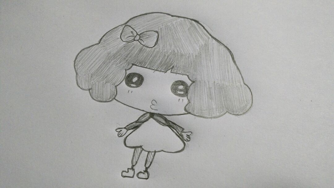 简笔画手帐手抄报必备 可爱的小女孩儿童素描